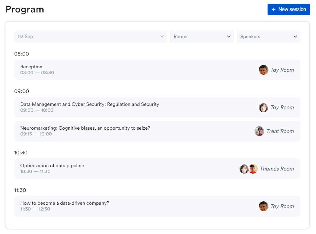 création planning événement